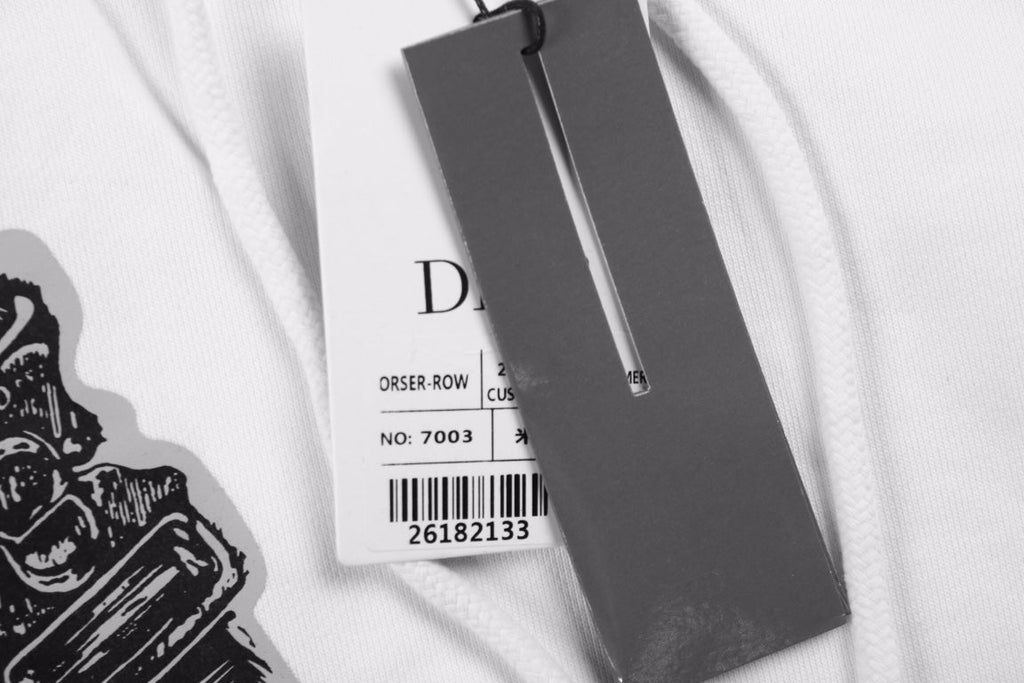 Dior White Hoodie with Bag Design