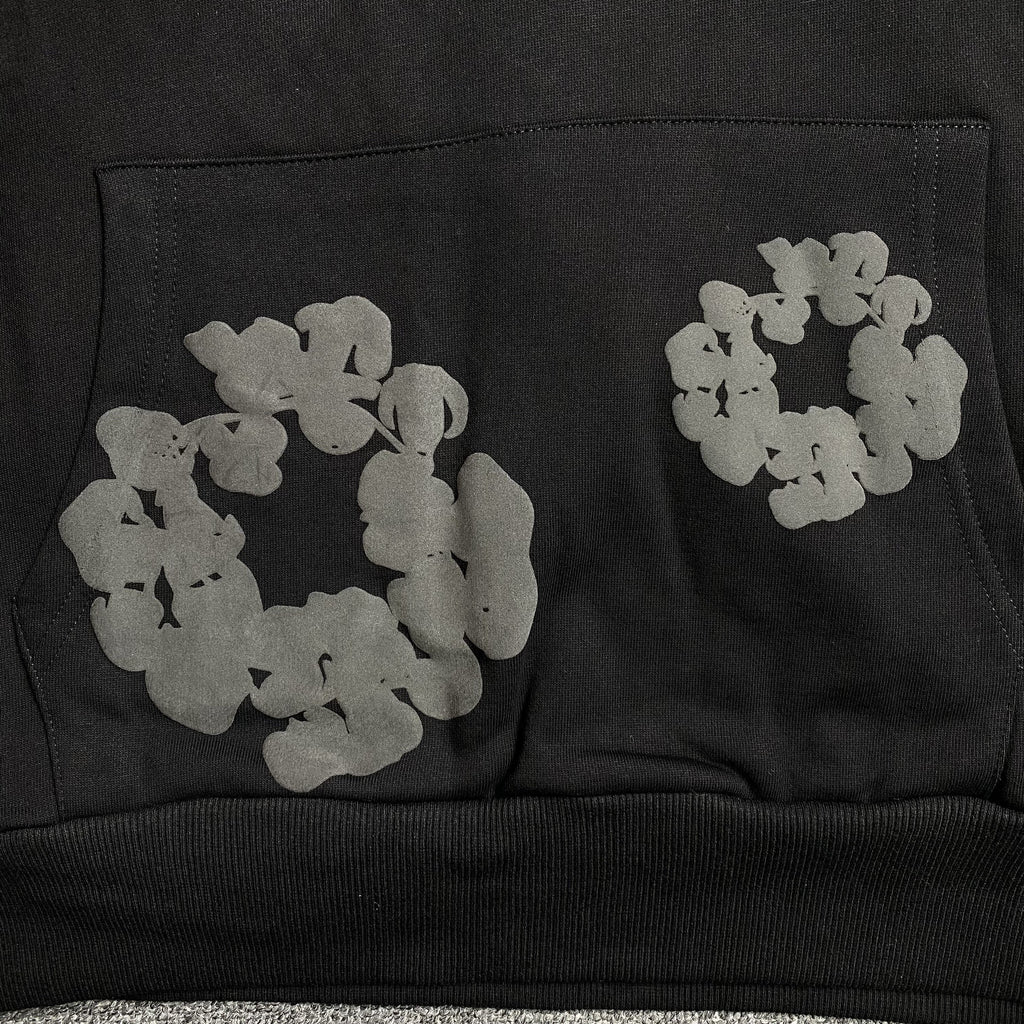 DENIM TEARS COTTON WREATH HOODIE MONOCHROME BLACK