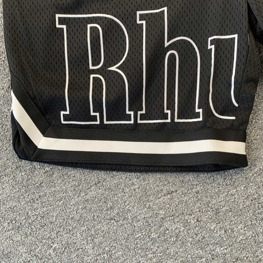 RHUDE COURT LOGO SHORTS BLACK/WHITE