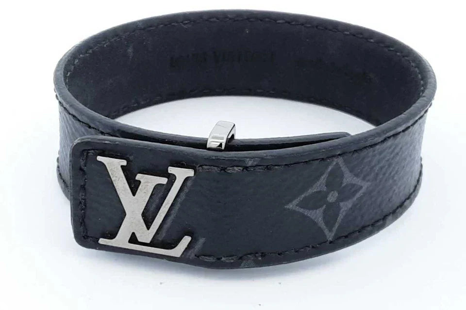 Louis Vuitton Monogram Eclipse Lv Slim Canvas Bracelet Size 19